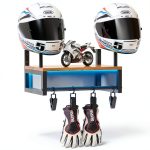 HDPRHGRD TKZJ-01 Wooden Motorcycle Helmet Shelf-0