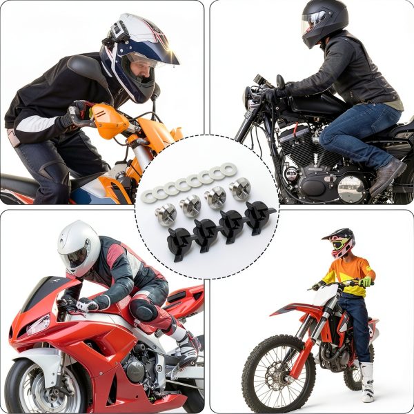NQEUEPN Motorcycle Helmet Screws, Easy to Install, Black and Silver-6