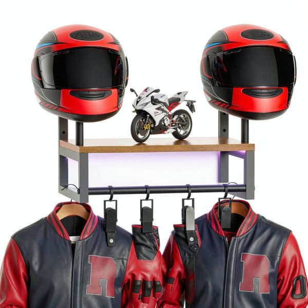 HDPRHGRD TKZJ-01 Wooden Motorcycle Helmet Shelf-3