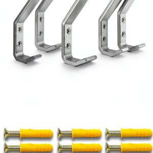 EBaokuup Wall Mount Hook Set Silver Classic Adjustable 6 Hook Duty-0