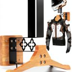 CKPART Helmet Holder Wall Mount Large Wooden Color Heavy Duty Rack-0