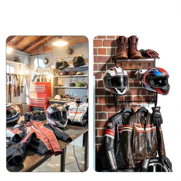 NANXITU Metal Wood Motorcycle Helmet Wall Mount Organizer Retro-5