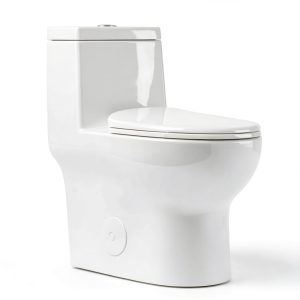 Deer Valley DV-1F026R Elongated One Piece Toilet with ADA Comfortable Seat Height, Dual Flush 1.1/1.6 GPF, Powerful & Quiet Modern Toilet for Bathroom, 10" Rough-In-0