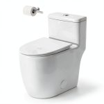 Casta Diva One Piece Toilet Elongated with 17.5" ADA Height Comfort Chair Seat Compact Modern Toilets for Bathroom, Dual Flush High Efficiency 1.0/1.28 GPF & MAP 1000g, 12'' Rough-in, White-0