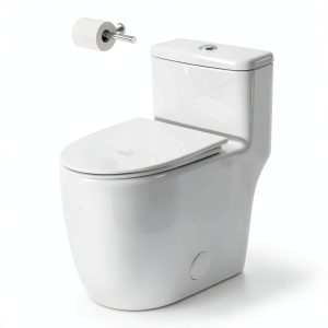 Casta Diva One Piece Toilet Elongated with 17.5" ADA Height Comfort Chair Seat Compact Modern Toilets for Bathroom, Dual Flush High Efficiency 1.0/1.28 GPF & MAP 1000g, 12'' Rough-in, White-0