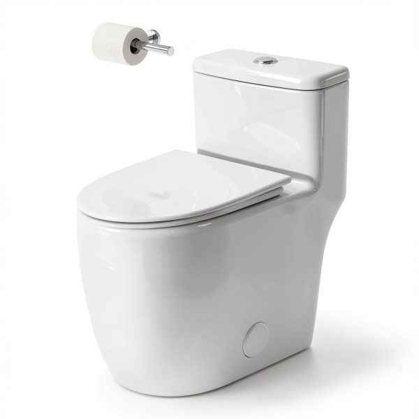 Casta Diva One Piece Toilet Elongated with 17.5" ADA Height Comfort Chair Seat Compact Modern Toilets for Bathroom, Dual Flush High Efficiency 1.0/1.28 GPF & MAP 1000g, 12'' Rough-in, White-0