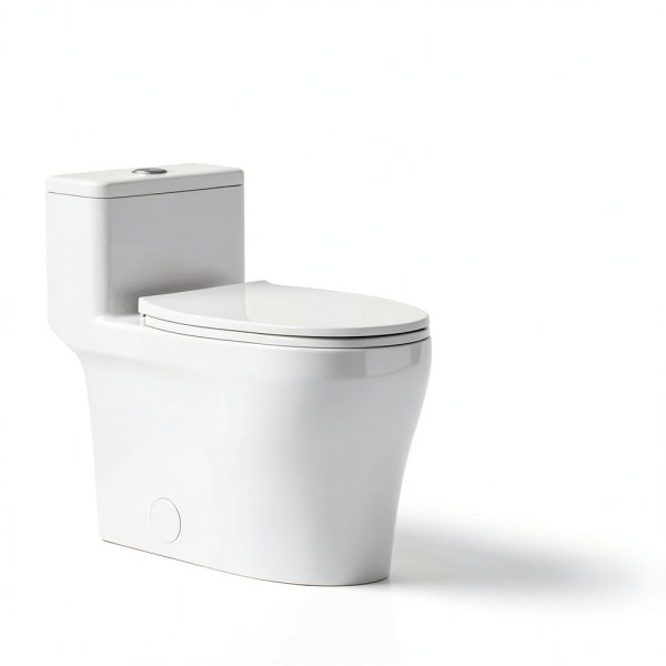Elongated One Piece Toilet BYBARENOVA ADA Height Dual Flush White-1