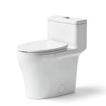 Elongated One Piece Toilet BYBARENOVA ADA Height Dual Flush White-0