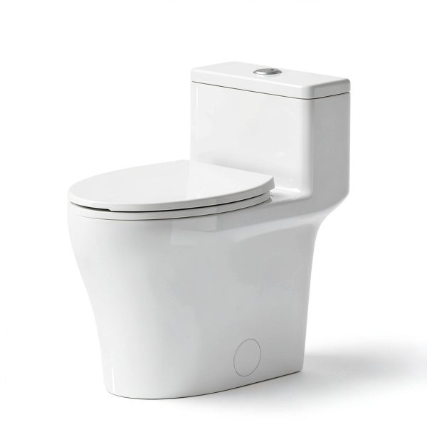 Elongated One Piece Toilet BYBARENOVA ADA Height Dual Flush White-0